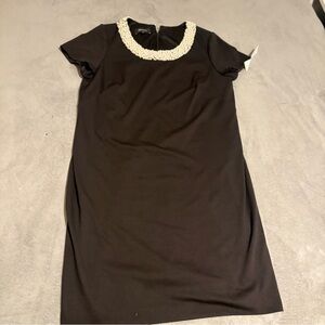 NWT Jones New York Black Dress with White Beaded Neckline